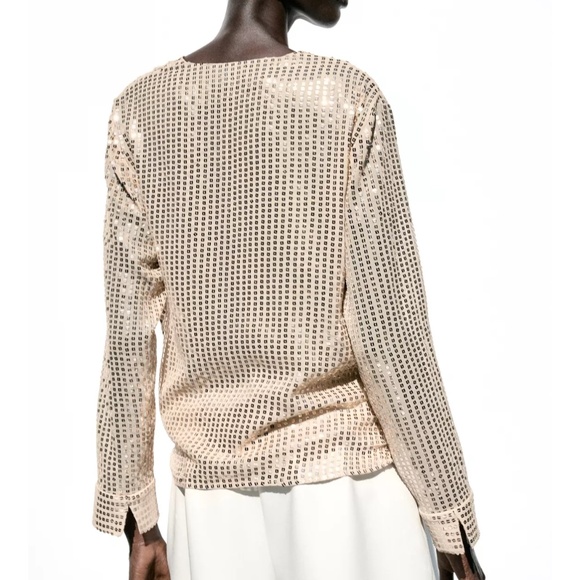 NWT Zara Sequin Wrap Blouse Sz.L - Picture 6 of 10